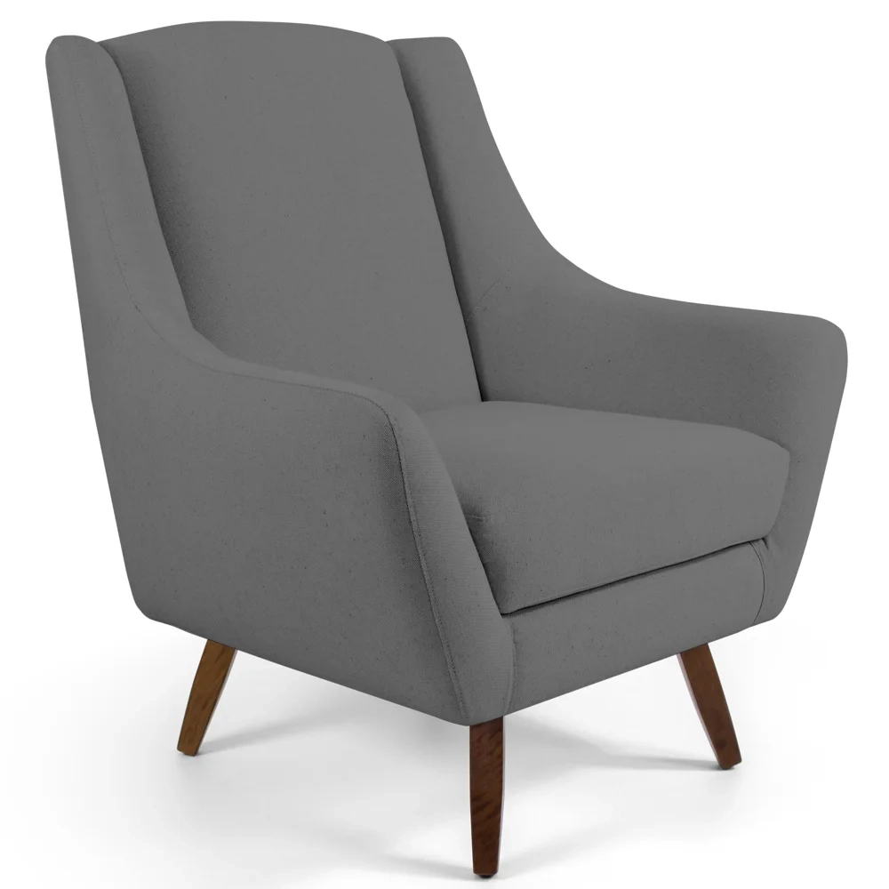 Poltrona Decorativa Pés Palito Madeira Juliet Veludo C-317 Cinza - Domi