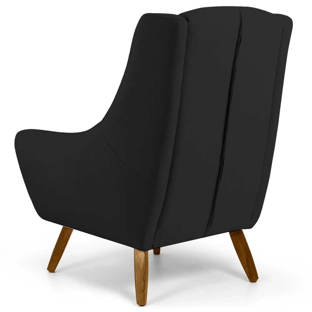 Poltrona Decorativa Sala de Estar Pés Palito Juliet Veludo C-300 Preto - Domi