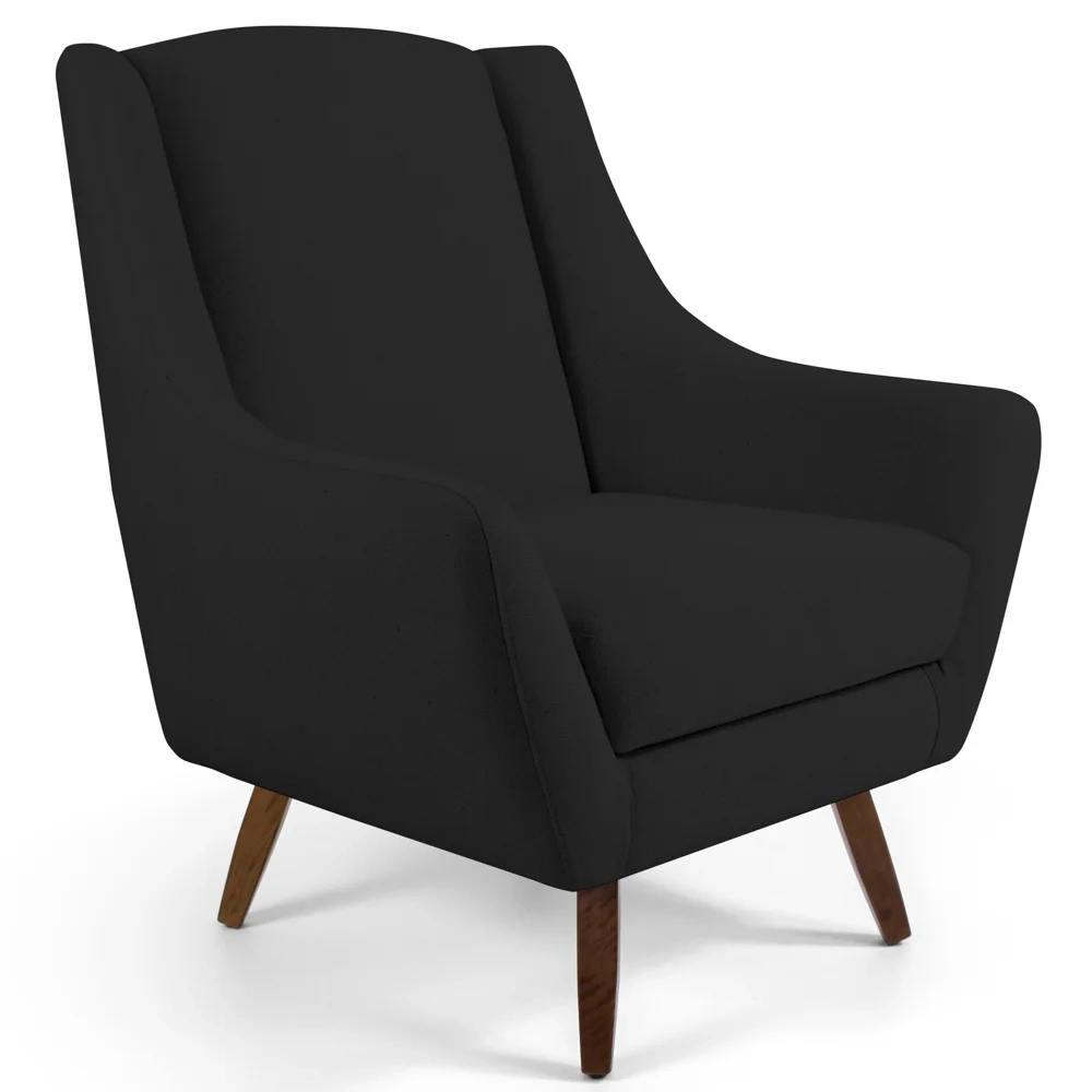 Poltrona Decorativa Sala de Estar Pés Palito Juliet Veludo C-300 Preto - Domi