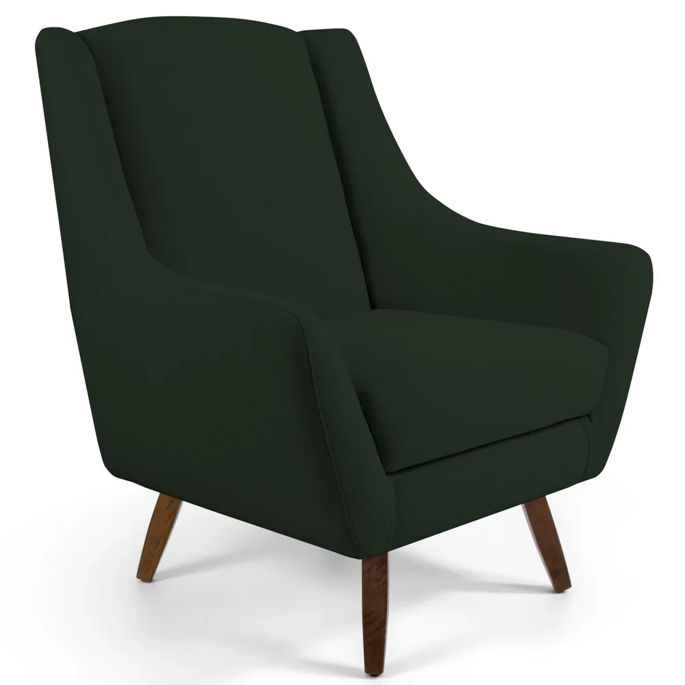 Poltrona Decorativa Pés Palito Madeira Juliet Veludo C-303 Verde Musgo - Domi