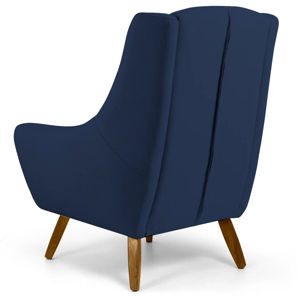 Poltrona Decorativa Pé Palito de Madeira Juliet Veludo C-304 Azul Marinho - Domi