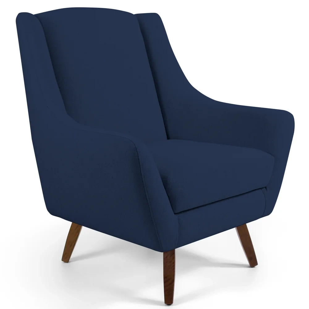Poltrona Decorativa Pé Palito de Madeira Juliet Veludo C-304 Azul Marinho - Domi