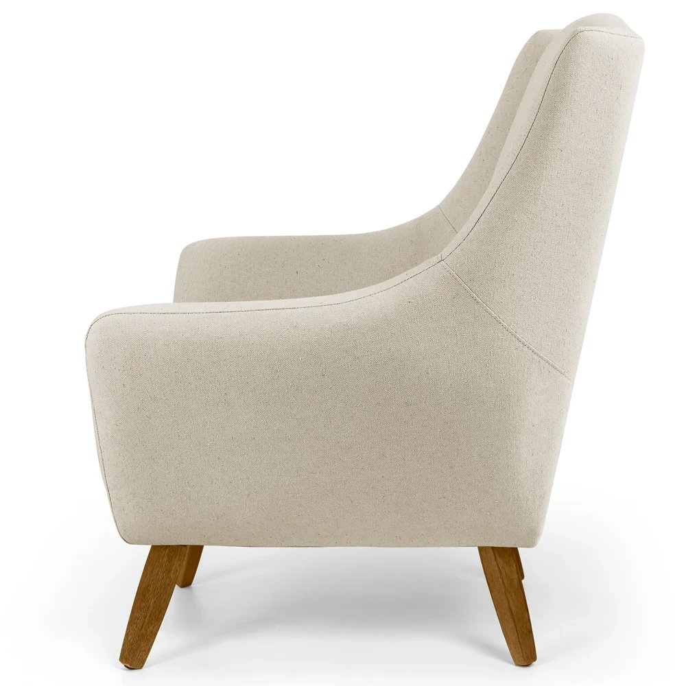 Poltrona Decorativa Sala de Estar Juliet Pés de Madeira C-107 Linho Bege - Domi
