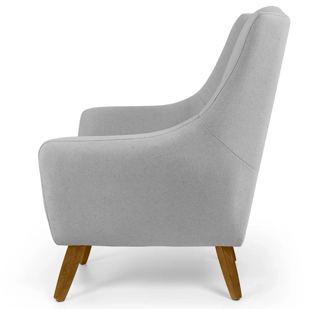 Poltrona Decorativa Pés Palito Madeira Juliet Lona D-315 Cinza Claro - Domi