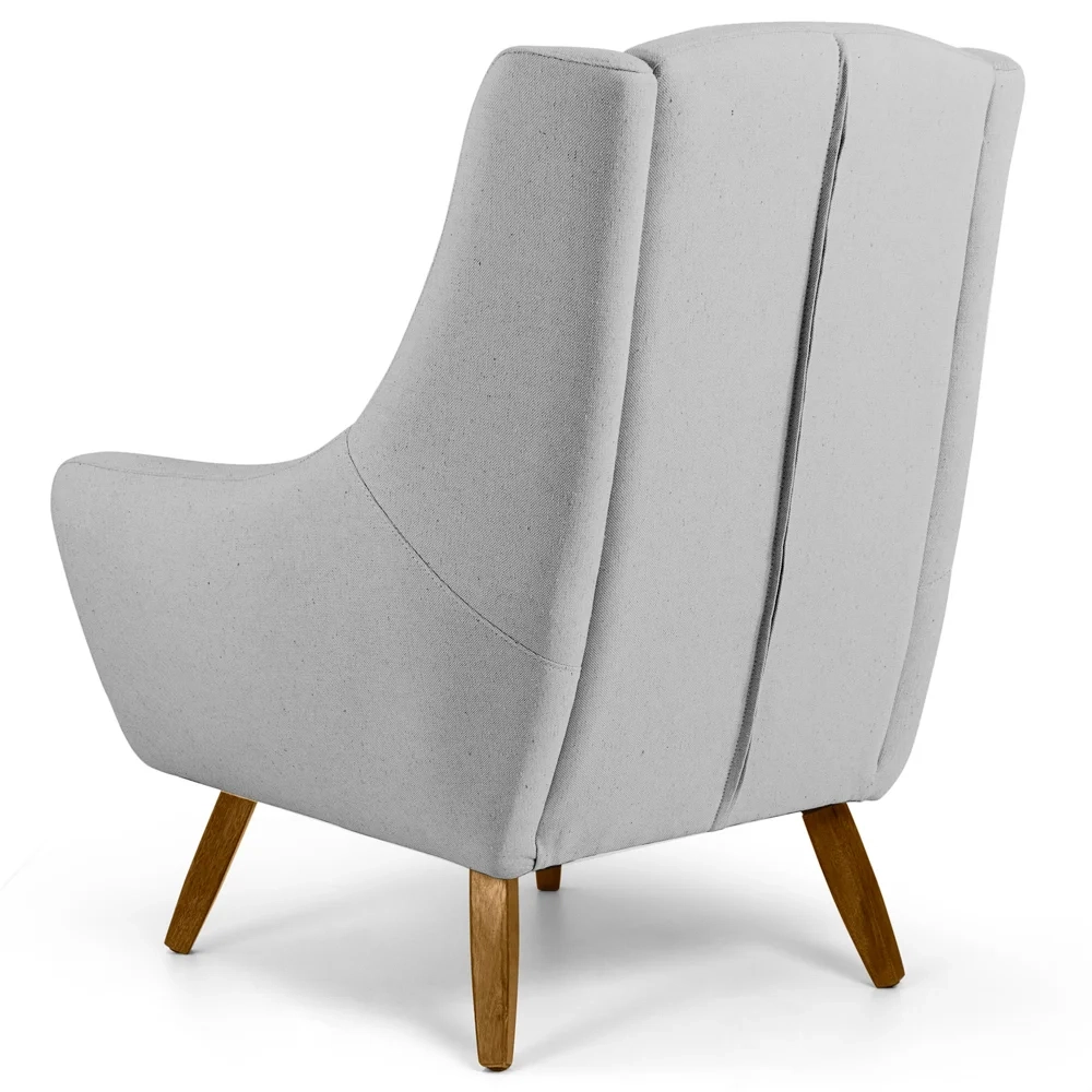 Poltrona Decorativa Pés Palito Madeira Juliet Lona D-315 Cinza Claro - Domi