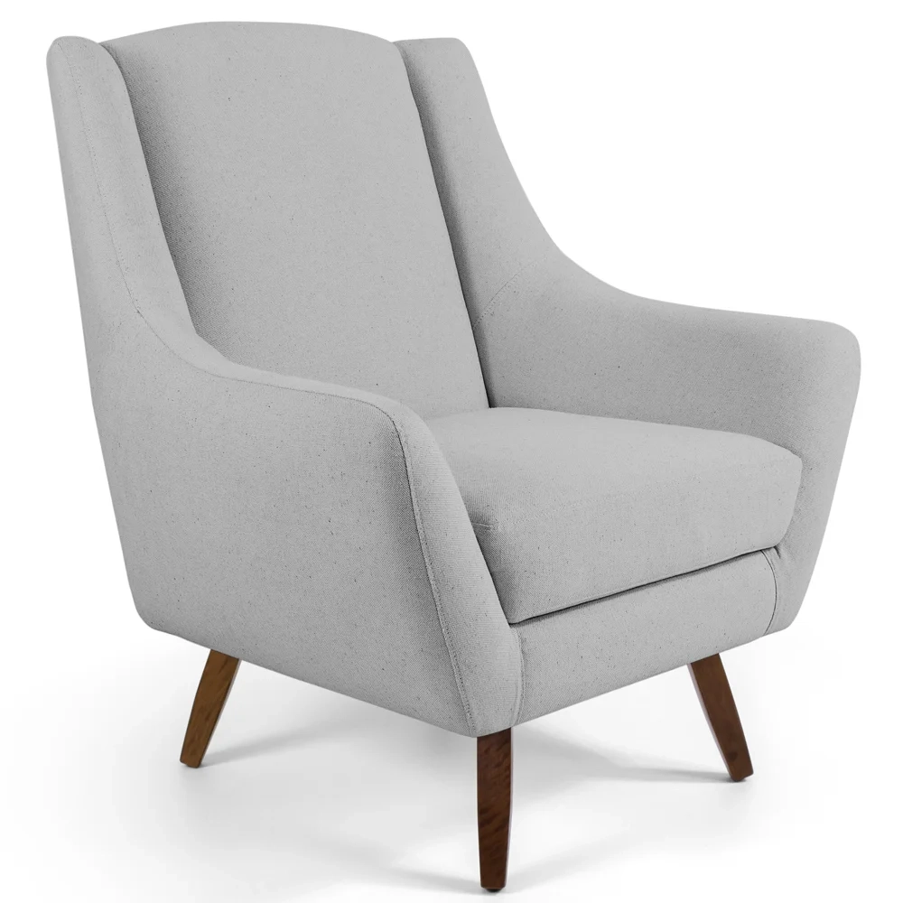 Poltrona Decorativa Pés Palito Madeira Juliet Lona D-315 Cinza Claro - Domi