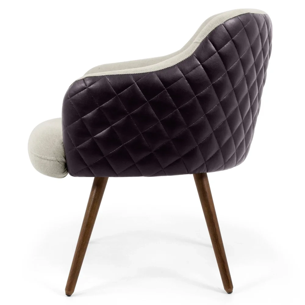 Poltrona Decorativa Tressê Pés Palito Madeira Jade B-183 Corano Marrom - Domi