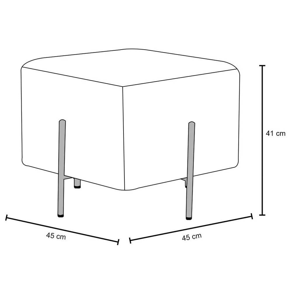 Puff Decorativo 45cm Base Aço Status C-300 Veludo Preto - Domi