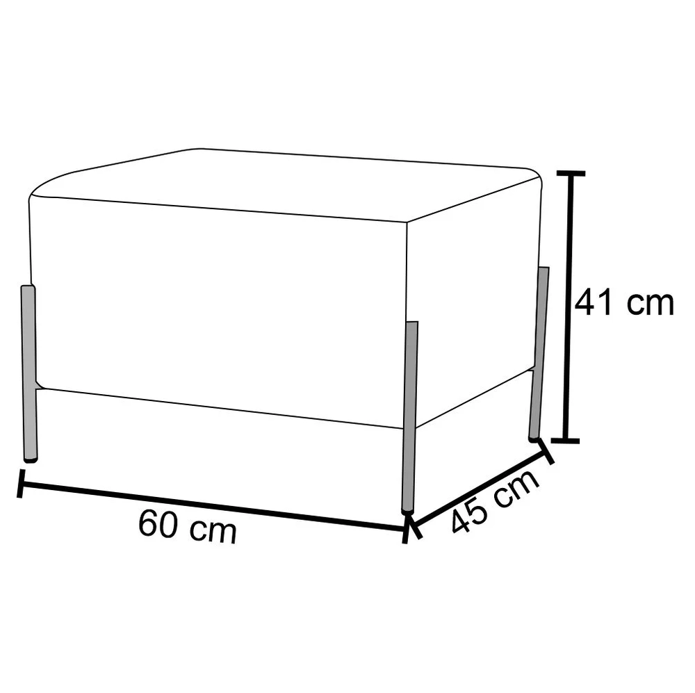 Puff Decorativo 60cm Base Aço Status C-300 Veludo Preto - Domi