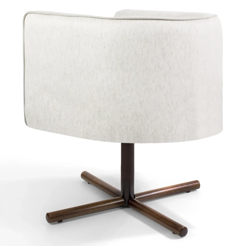 Poltrona Decorativa Giratória Base Xis Madeira Betina A-48 Linho Flocos - Domi