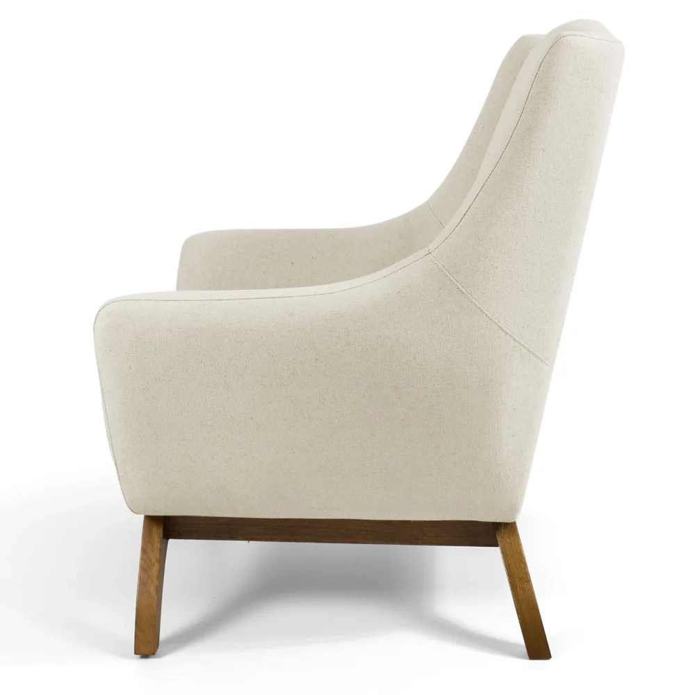 Poltrona Decorativa Base Manu Madeira Juliet Veludo C-309 Bege - Domi