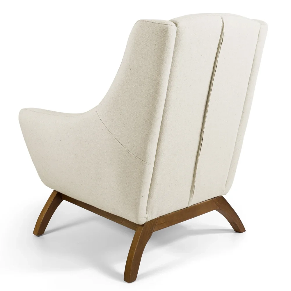 Poltrona Decorativa Base Manu Madeira Juliet Veludo C-309 Bege - Domi