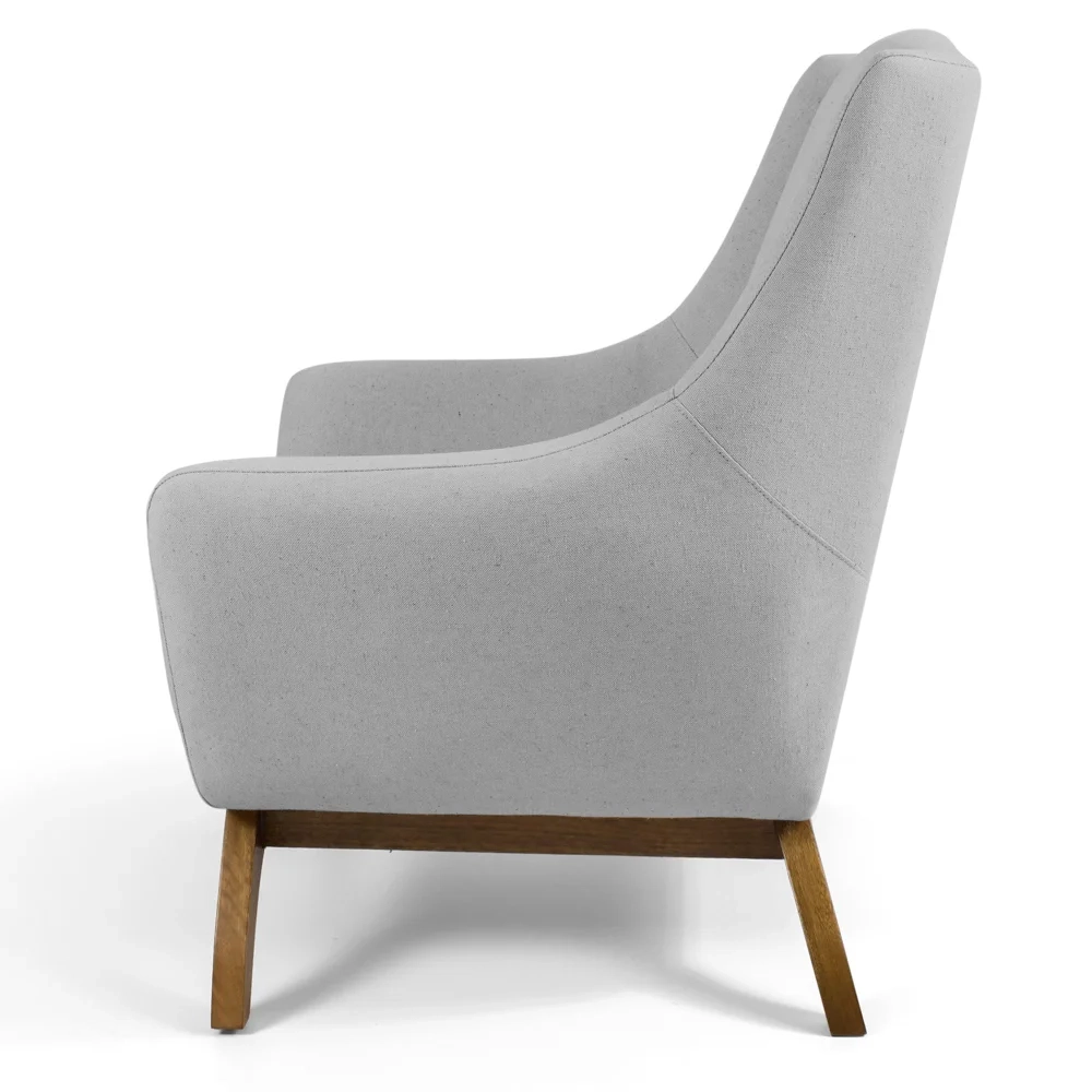 Poltrona Decorativa Base Manu Madeira Juliet Linho D-315 Cinza Claro - Domi