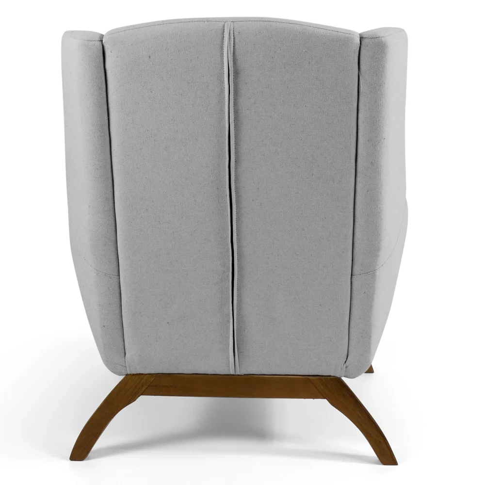 Poltrona Decorativa Base Manu Madeira Juliet Linho D-315 Cinza Claro - Domi