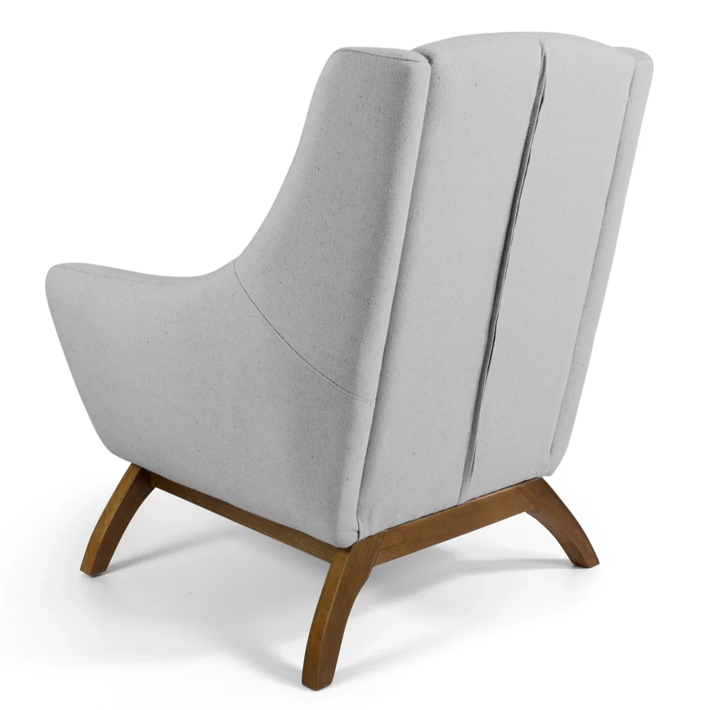 Poltrona Decorativa Base Manu Madeira Juliet Linho D-315 Cinza Claro - Domi