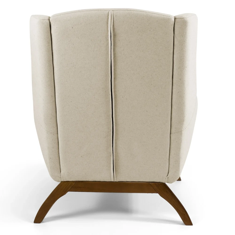 Poltrona Decorativa Sala de Estar Juliet Base de Madeira C-107 Linho Bege - Domi