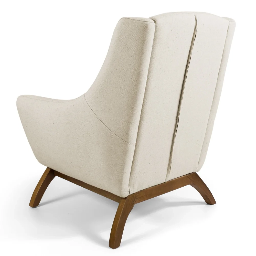 Poltrona Decorativa Sala de Estar Juliet Base de Madeira C-107 Linho Bege - Domi