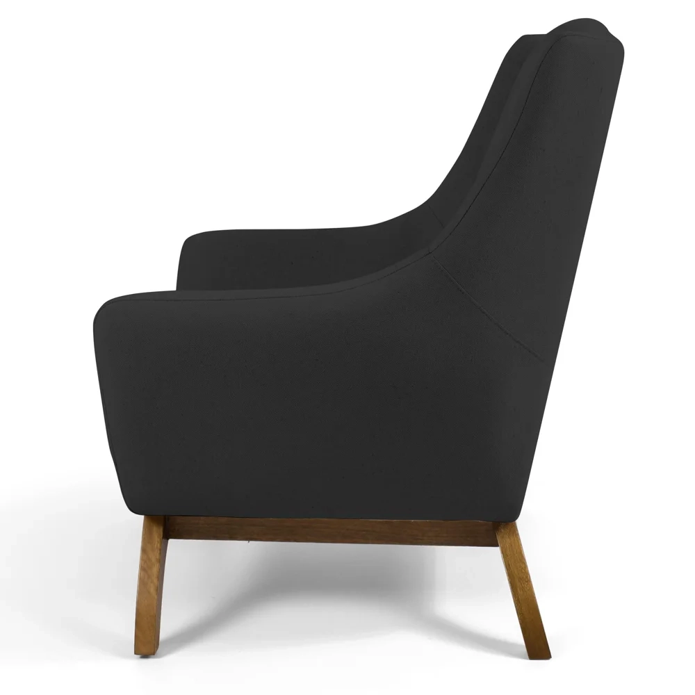 Poltrona Decorativa Base Manu Madeira Juliet Linho D-465 Chumbo - Domi