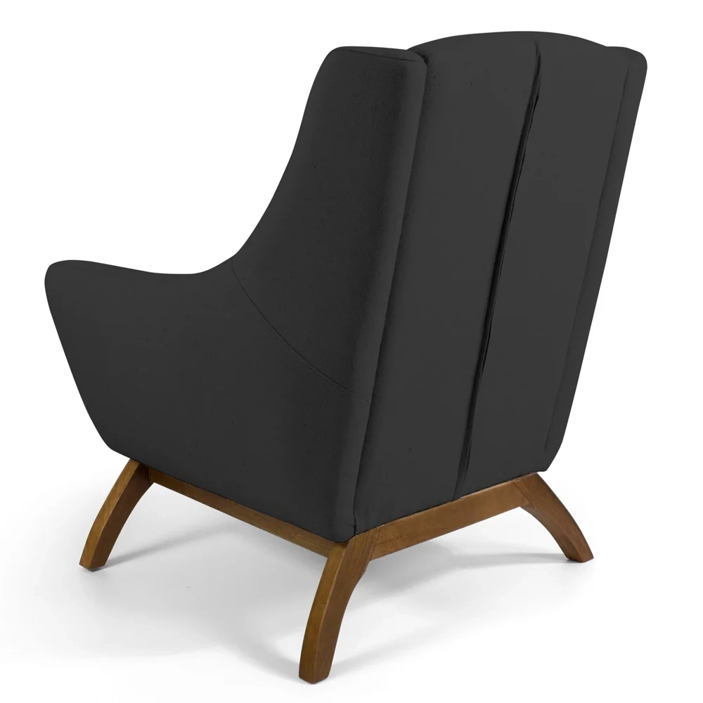 Poltrona Decorativa Base Manu Madeira Juliet Linho D-465 Chumbo - Domi