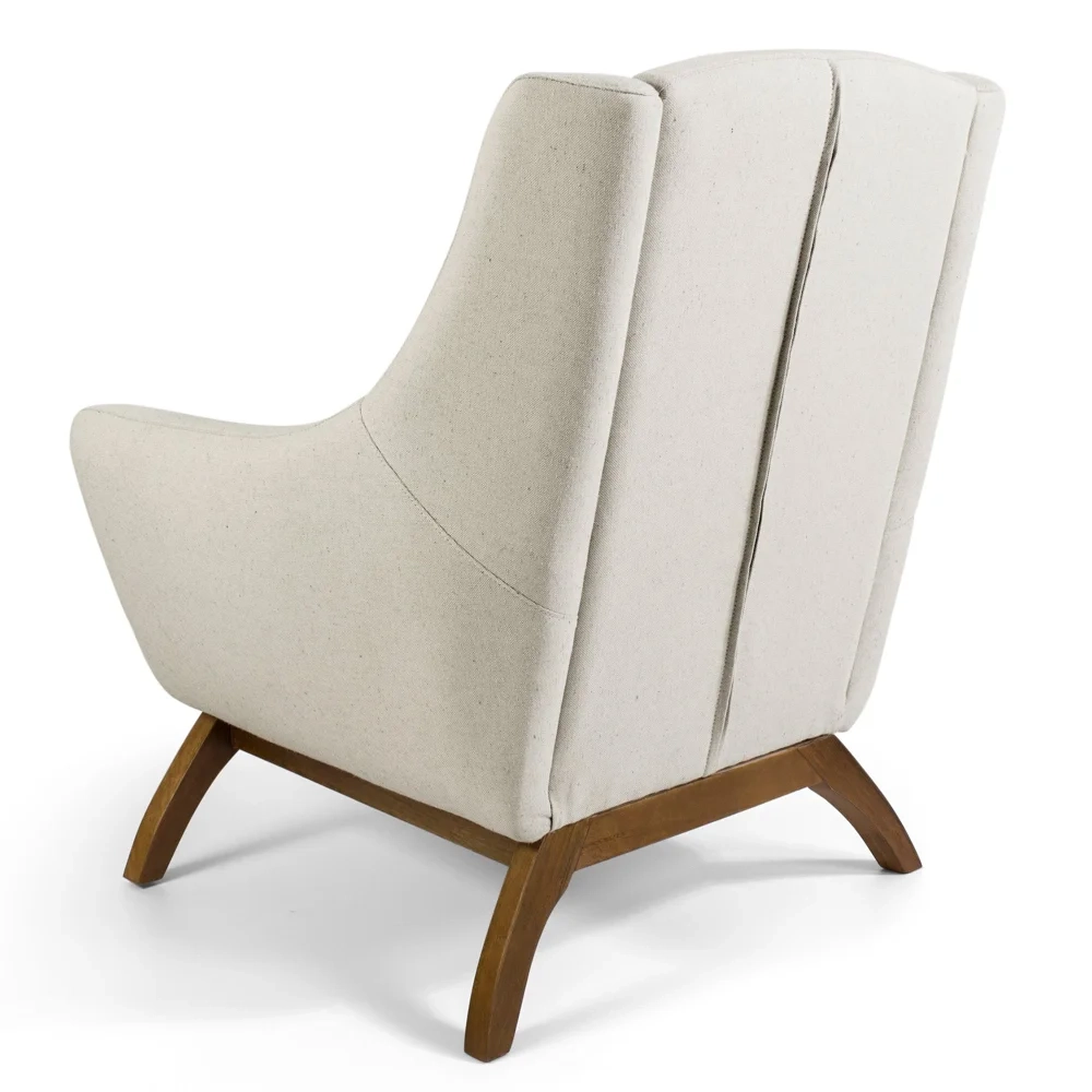 Poltrona Decorativa Sala de Estar Juliet Base de Madeira C-370 Linho Bege Cru - Domi