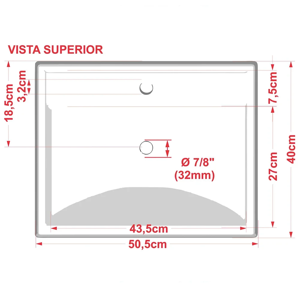 Cuba Pia de Apoio para Banheiro Retangular RT49 C08 Branco - Mpozenato