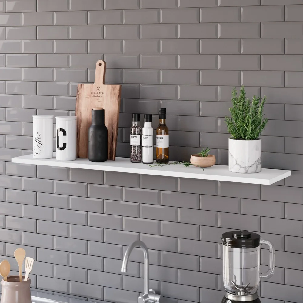 Prateleira Flutuante Para Cozinha Kit 3 Suporte Invisível 91cm Yara Branco - Lumil