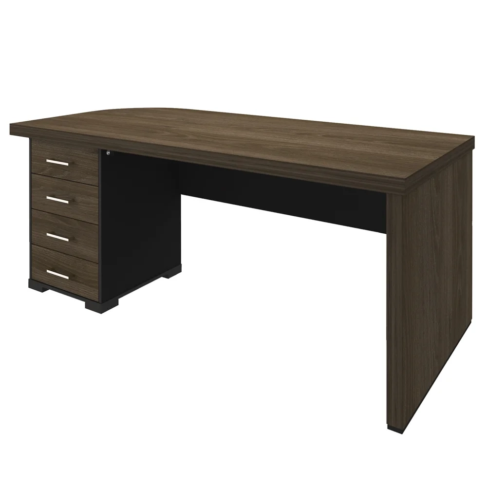 Mesa para Escritório 4 Gavetas Lado Esquerdo 180cm Tamburato Executiva A06 Marrom/Preto - Mpozenato