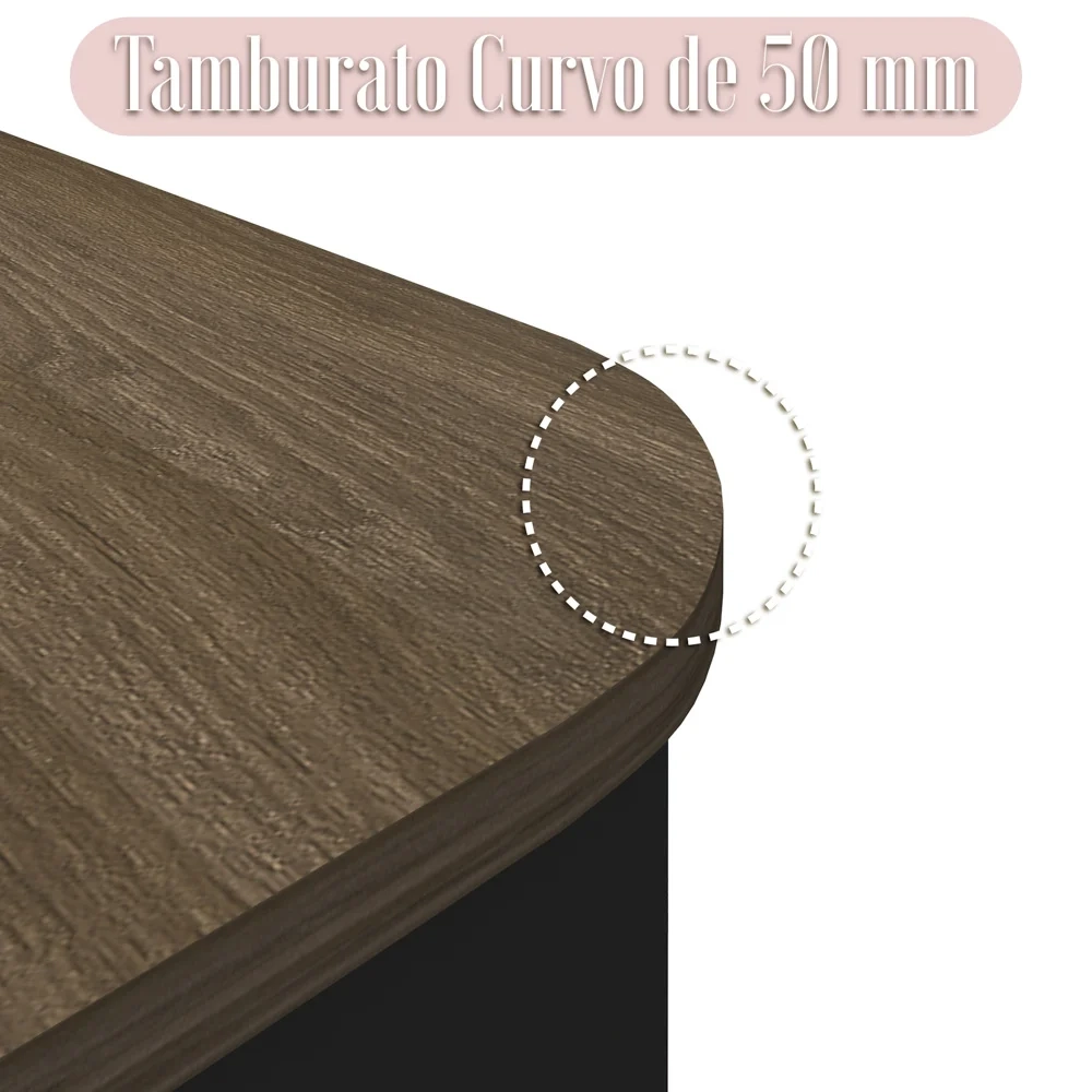 Mesa para Escritório 4 Gavetas Lado Esquerdo 180cm Tamburato Executiva A06 Marrom/Preto - Mpozenato
