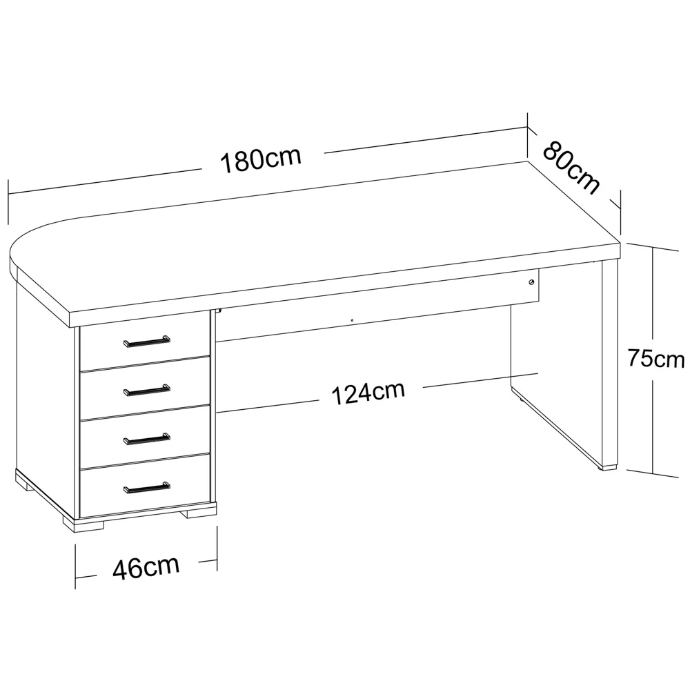Mesa para Escritório 4 Gavetas Lado Esquerdo 180cm Tamburato Executiva A06 Marrom/Preto - Mpozenato
