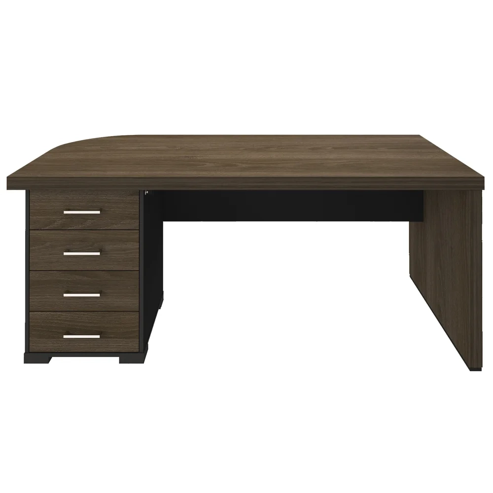 Mesa para Escritório 4 Gavetas Lado Esquerdo 180cm Tamburato Executiva A06 Marrom/Preto - Mpozenato