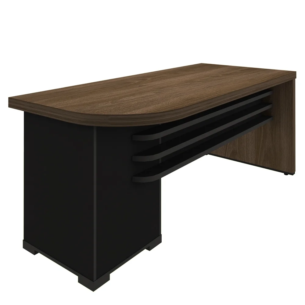 Mesa para Escritório 4 Gavetas Lado Direito 180cm Tamburato Executiva A06 Marrom/Preto - Mpozenato