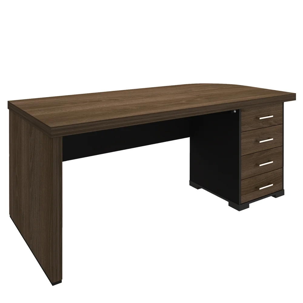 Mesa para Escritório 4 Gavetas Lado Direito 180cm Tamburato Executiva A06 Marrom/Preto - Mpozenato