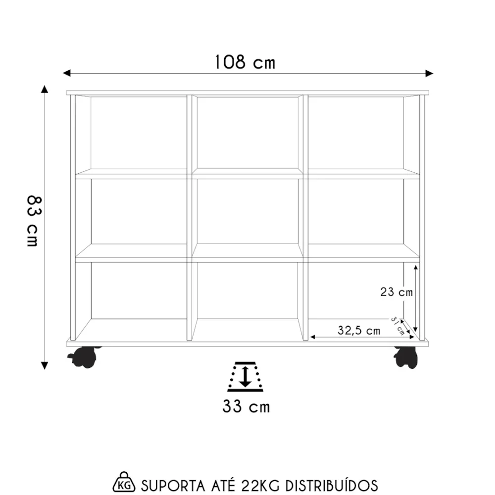 Nicho Organizador com Rodízios Toys 9 Gavetas Q01 Pto/Color - Mpozenato