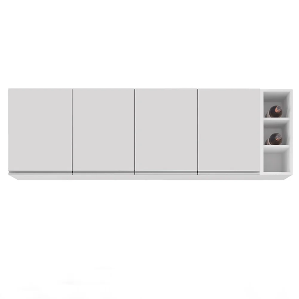 Armário Aéreo Nevada com Nicho 180cm 4 Portas Branco - Lumil