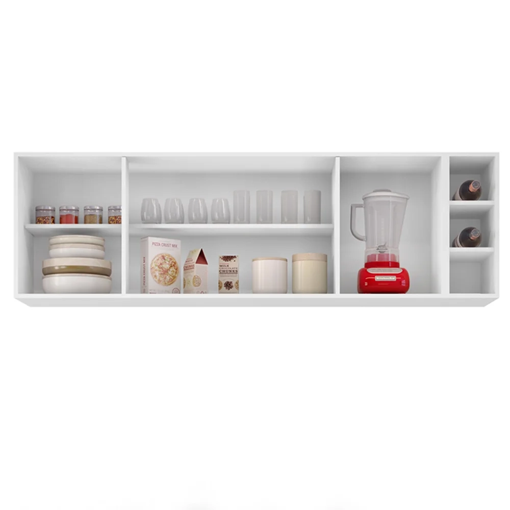 Armário Aéreo Nevada com Nicho 180cm 4 Portas Branco/Preto - Lumil