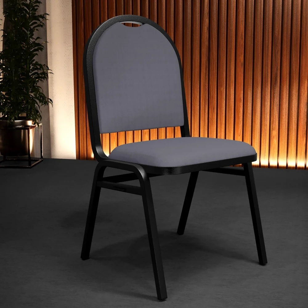 Kit 2 Cadeiras Hoteleiras Auditório Empilhável Sintético Z33 Cinza - Mpozenato