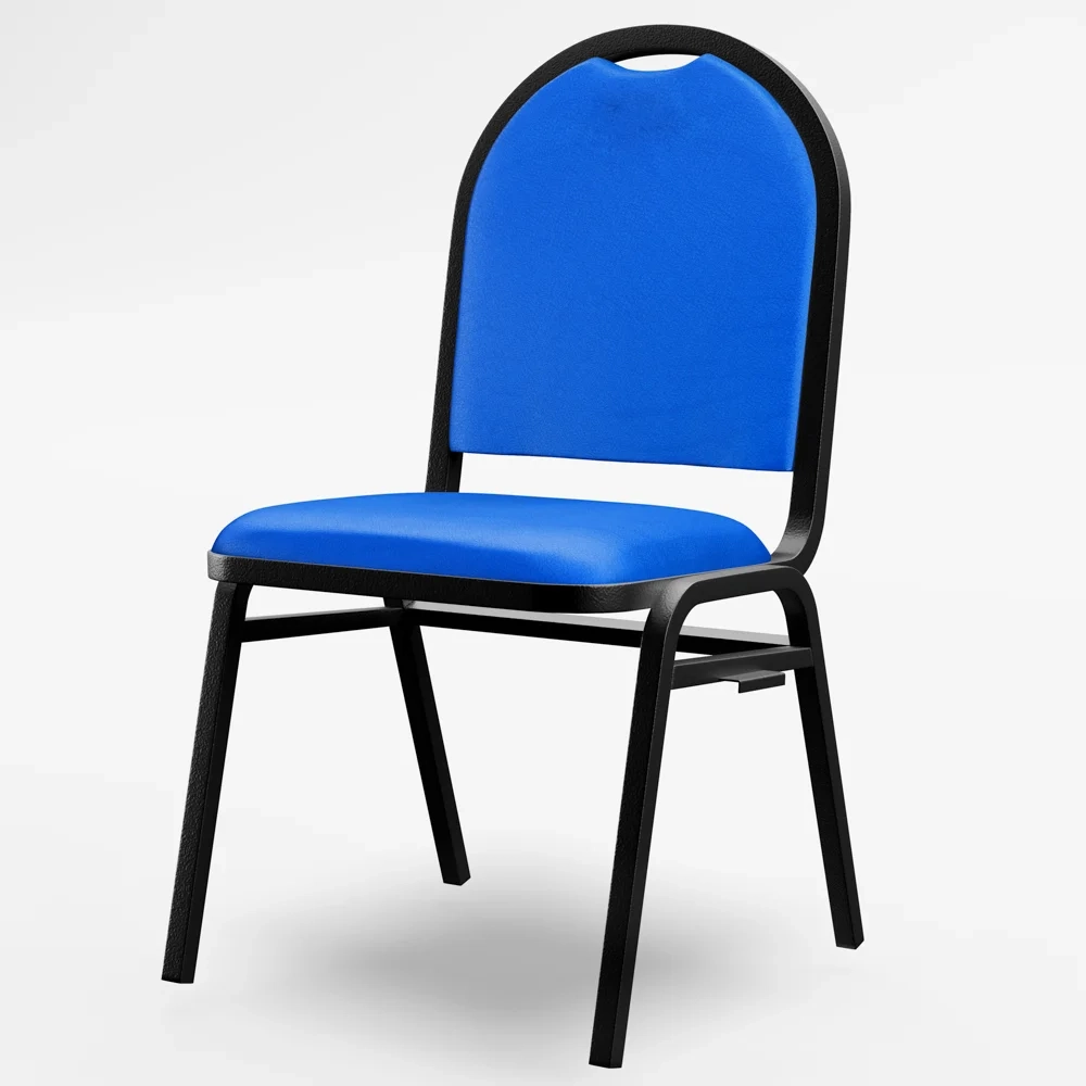 Kit 4 Cadeiras Hoteleiras Auditório Empilhável Sintético Z33 Azul - Mpozenato