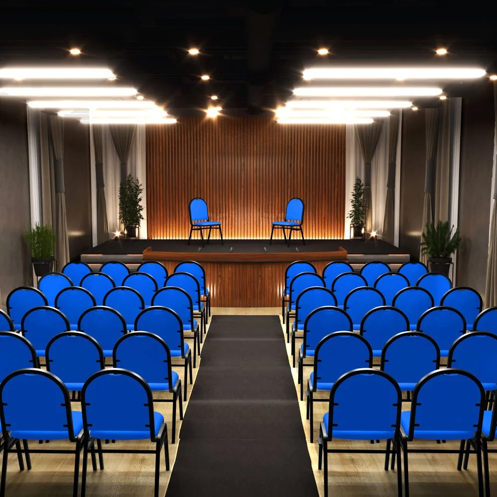 Kit 4 Cadeiras Hoteleiras Auditório Empilhável Sintético Z33 Azul - Mpozenato