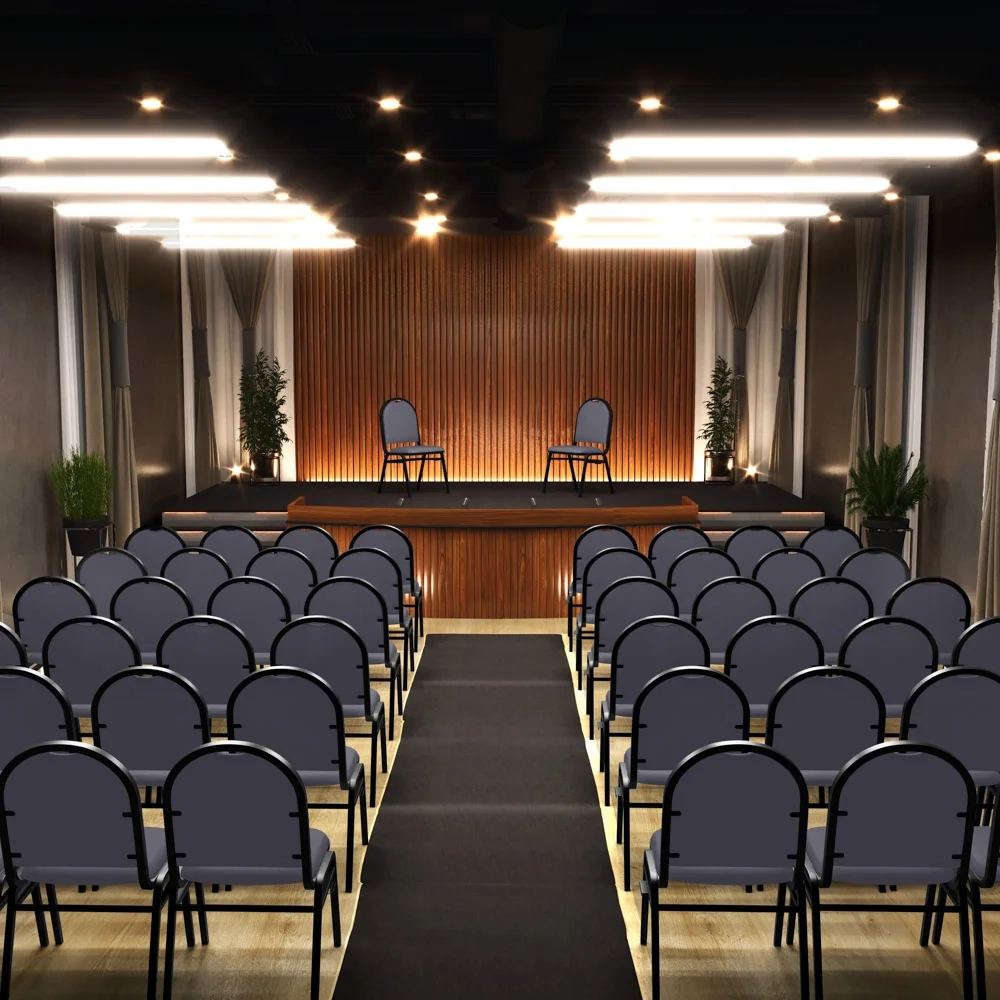 Kit 4 Cadeiras Hoteleiras Auditório Empilhável Sintético Z33 Cinza - Mpozenato