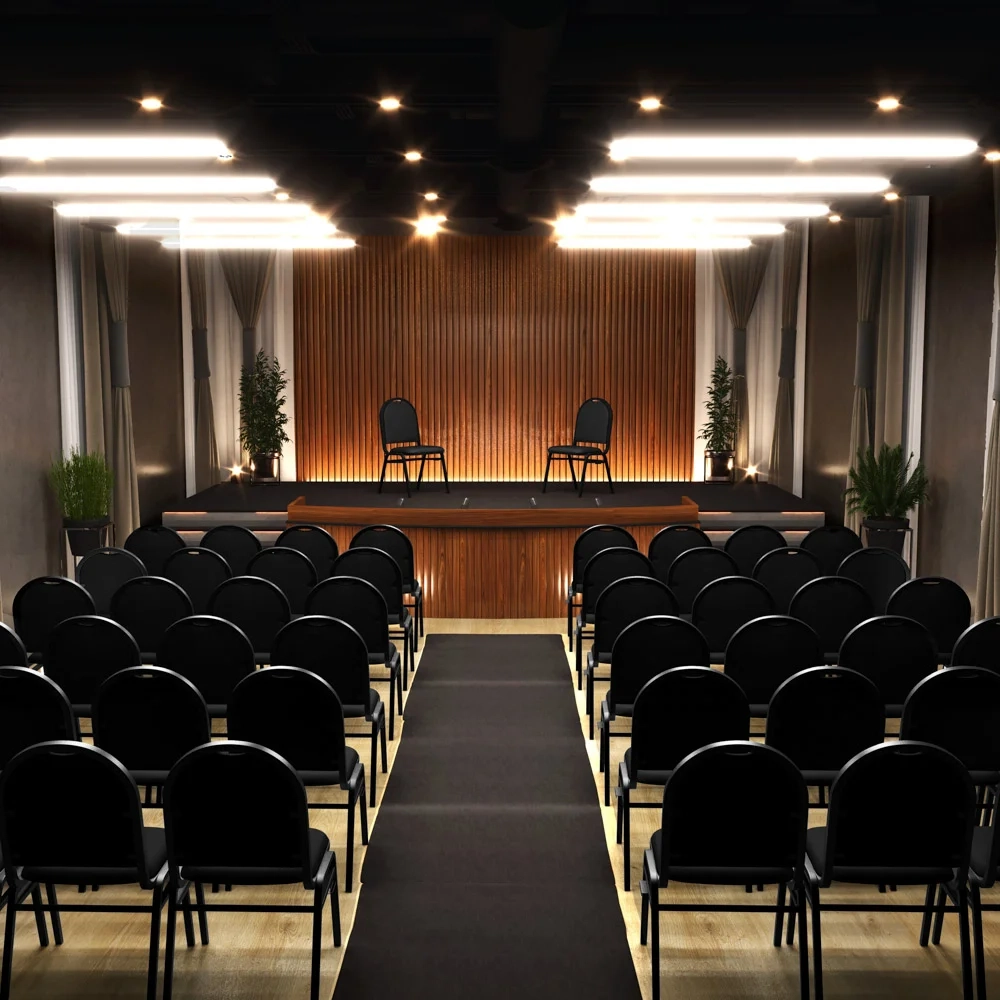 Kit 8 Cadeiras Hoteleiras Auditório Empilhável Sintético Z33 Preto - Mpozenato