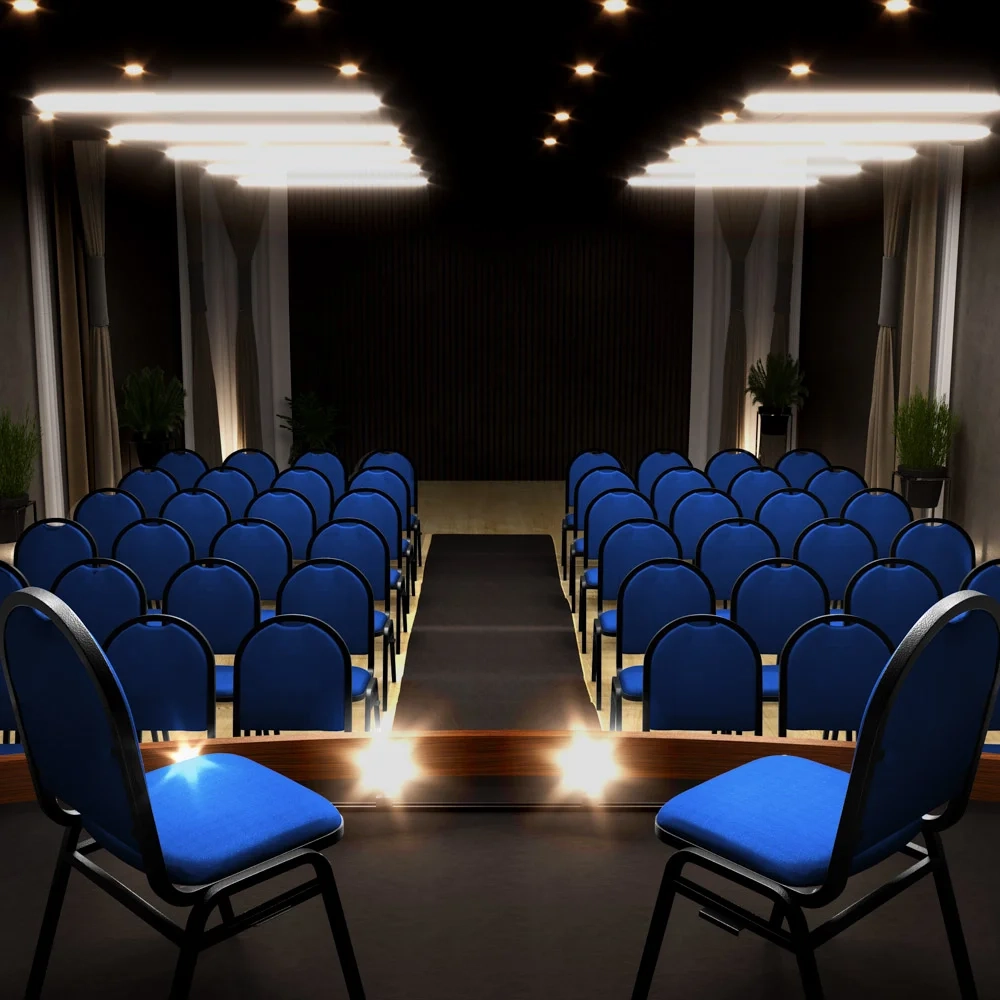 Cadeira Hoteleira Auditório Empilhável Linho Z33 Azul - Mpozenato