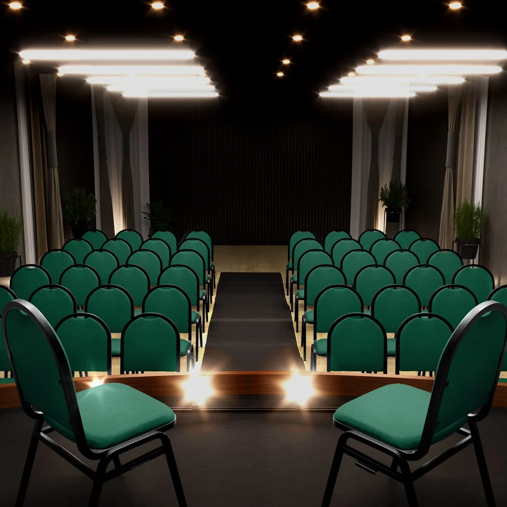 Cadeira Hoteleira Auditório Empilhável Linho Z33 Verde - Mpozenato