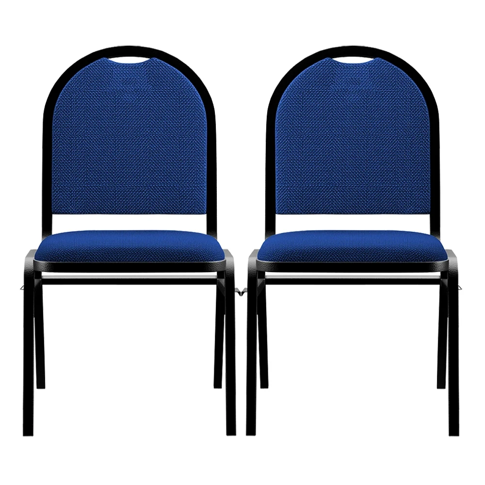 Kit 2 Cadeiras Hoteleiras Auditório Empilhável Linho Z33 Azul - Mpozenato