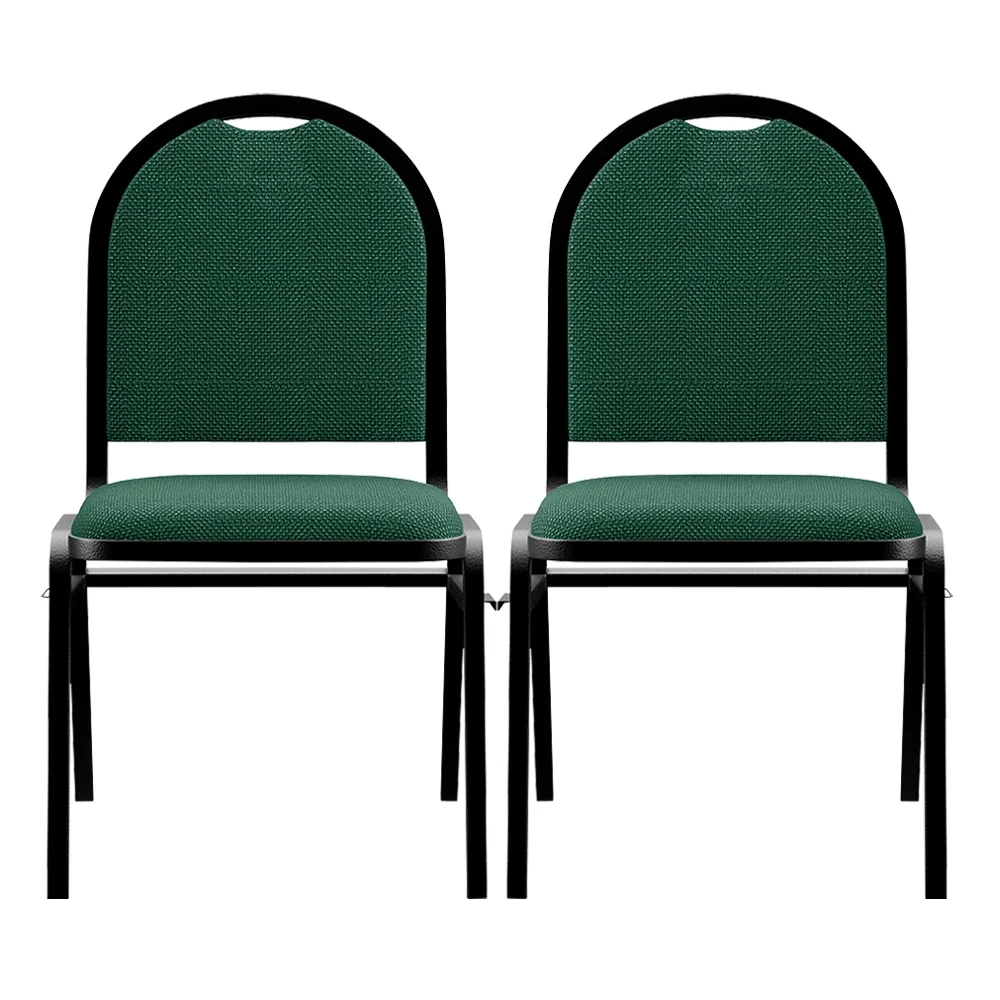 Kit 2 Cadeiras Hoteleiras Auditório Empilhável Linho Z33 Verde - Mpozenato