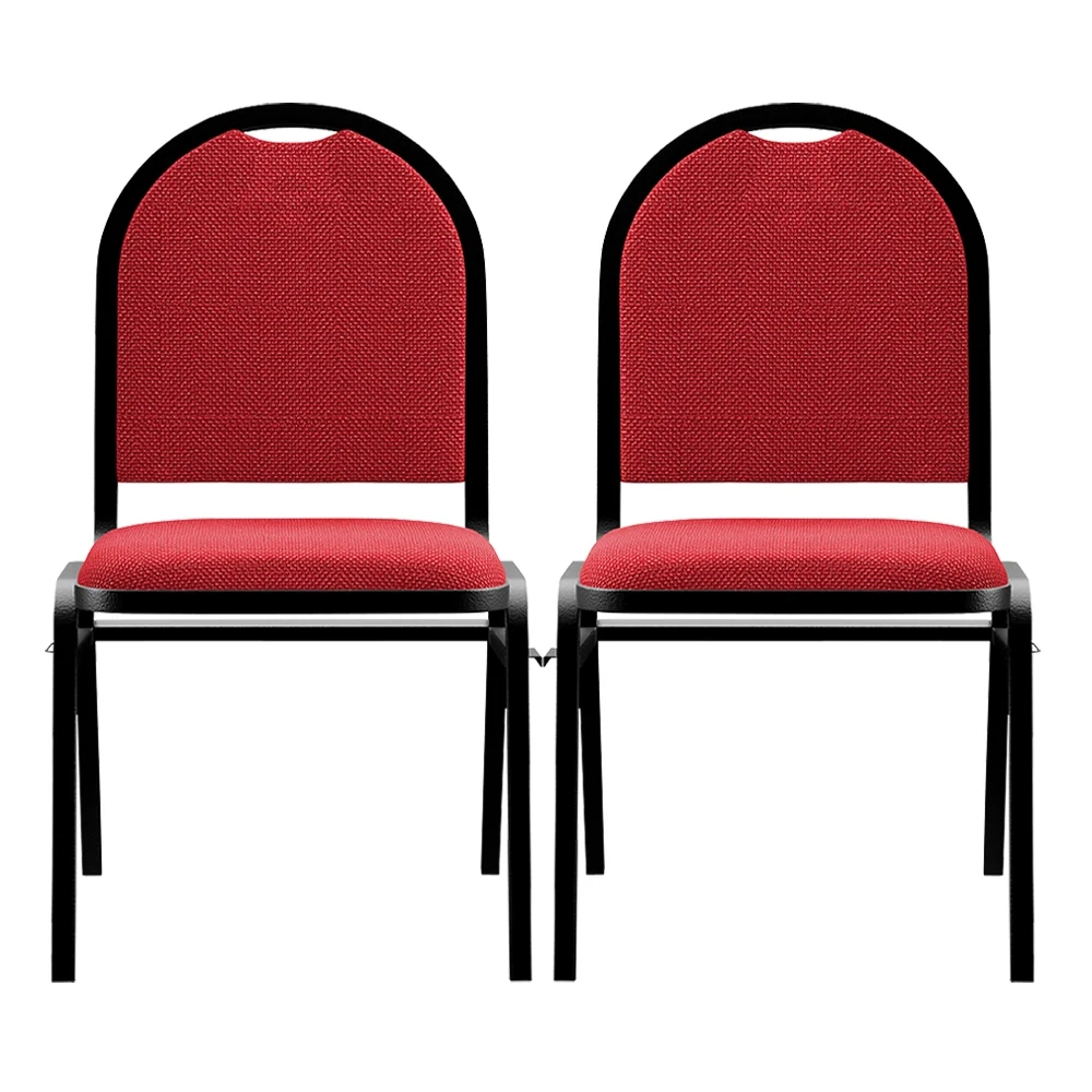 Kit 2 Cadeiras Hoteleiras Auditório Empilhável Linho Z33 Vermelho - Mpozenato