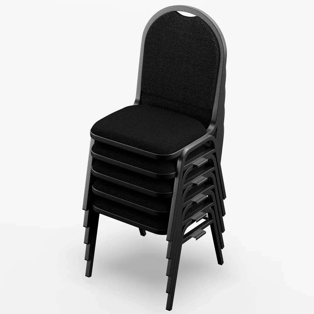 Kit 3 Cadeiras Hoteleiras Auditório Empilhável Linho Z33 Preto - Mpozenato