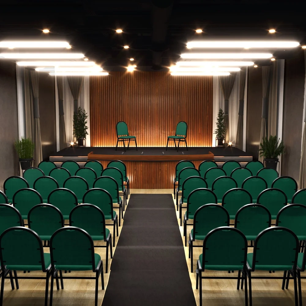 Kit 6 Cadeiras Hoteleiras Auditório Empilhável Linho Z33 Verde - Mpozenato