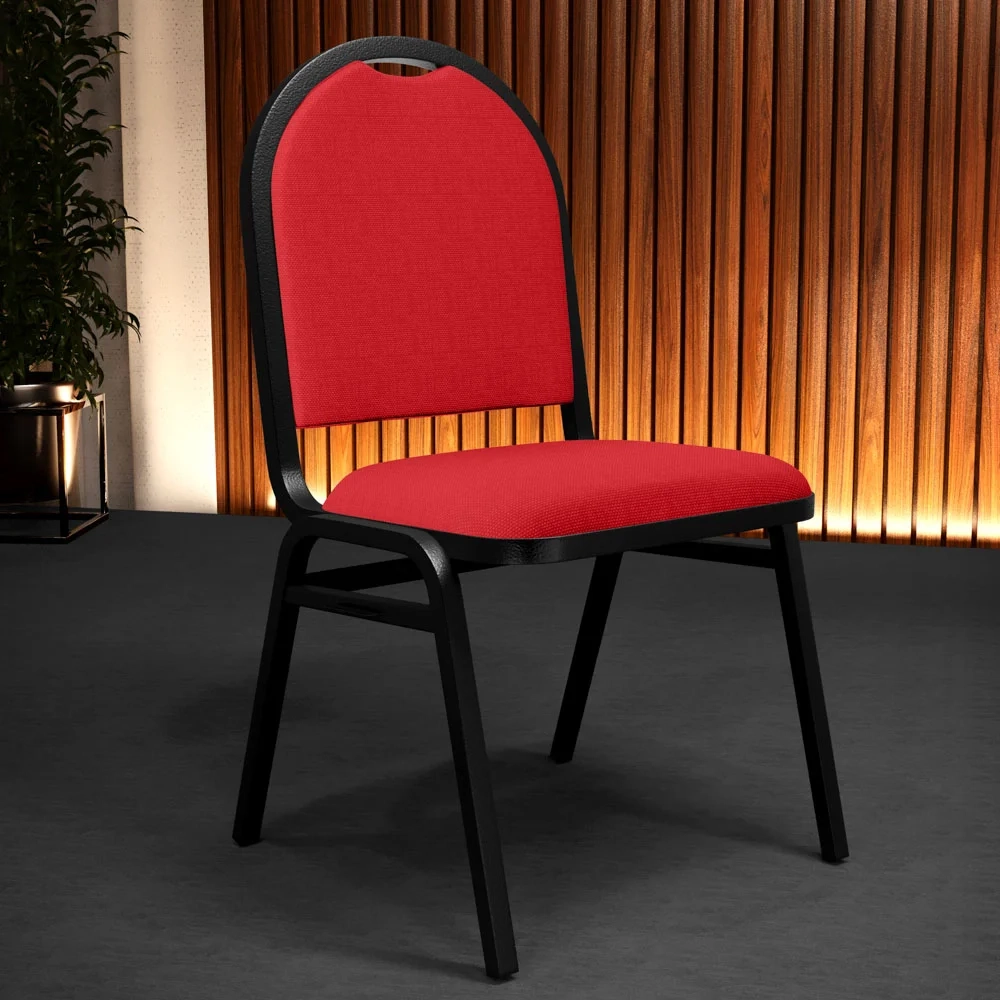 Kit 8 Cadeiras Hoteleiras Auditório Empilhável Linho Z33 Vermelho - Mpozenato