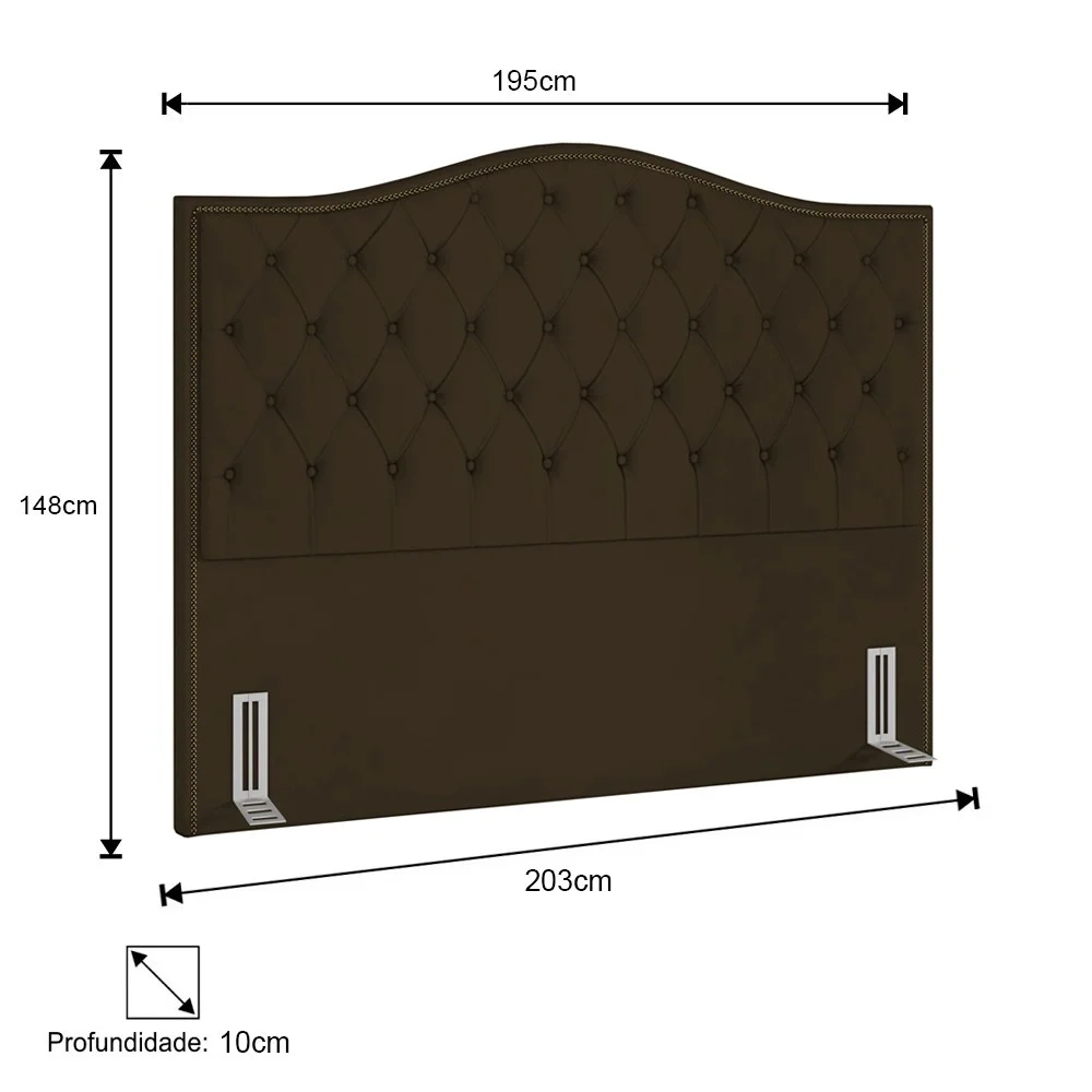 Cabeceira Cama Box Casal King 195cm Siena Z37 Suede Marrom - Mpozenato