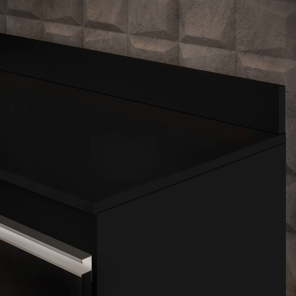 Balcão Gabinete 180cm com Tampo Dallas Preto - Lumil